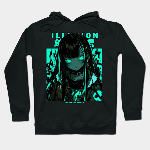 Futuristic Cyberpunk Girl Harajuku Fashion Japanese Streetwear Hoodie by Neon Bang Bang